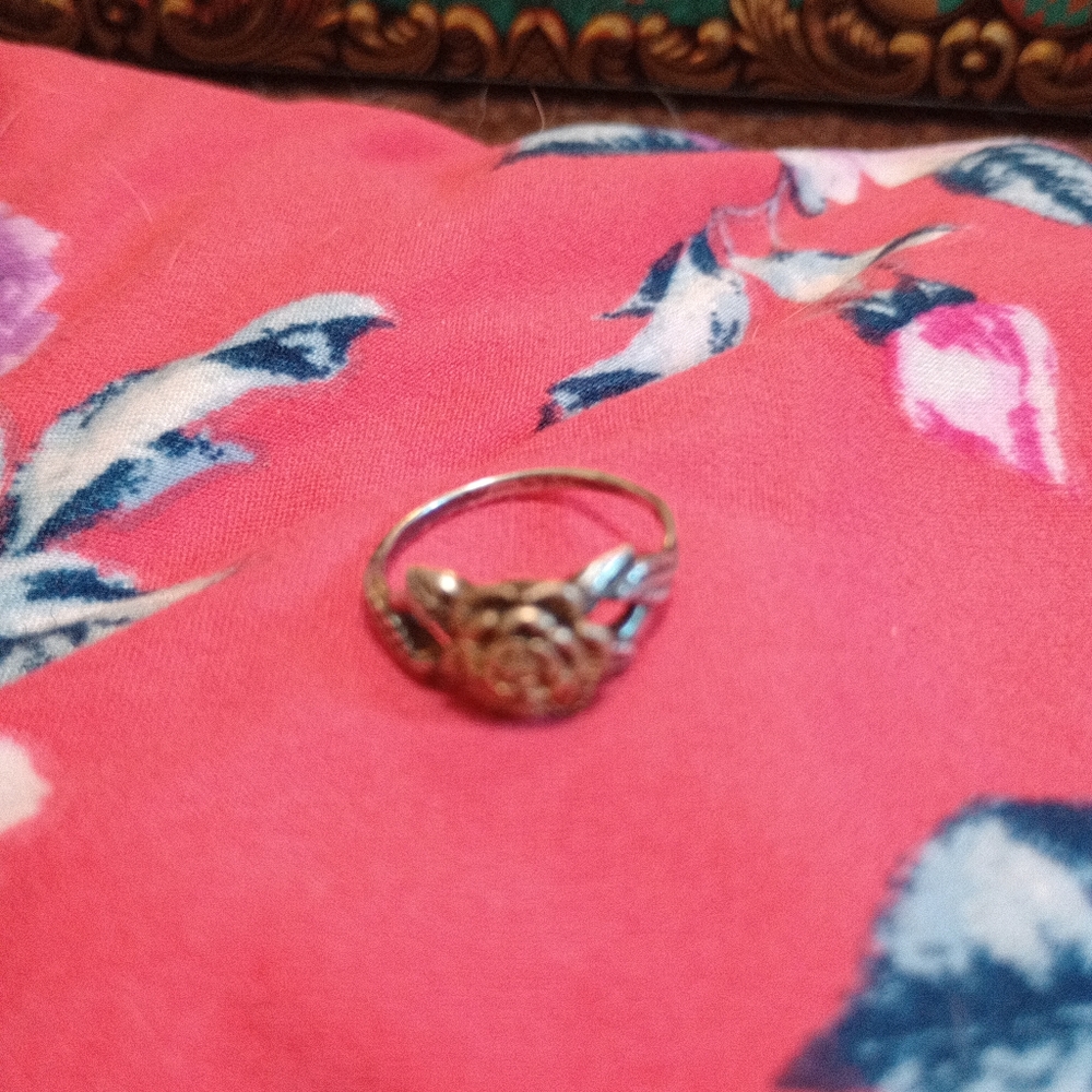 Vintage Silver Copper Rose Ring - image 6